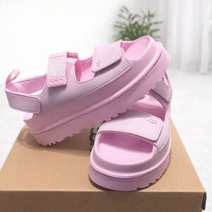 Pink Ugg golden glow slides NEW